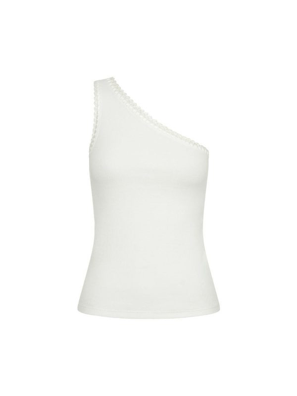 KIVARI Tallulah One Shoulder Tank - Ivory